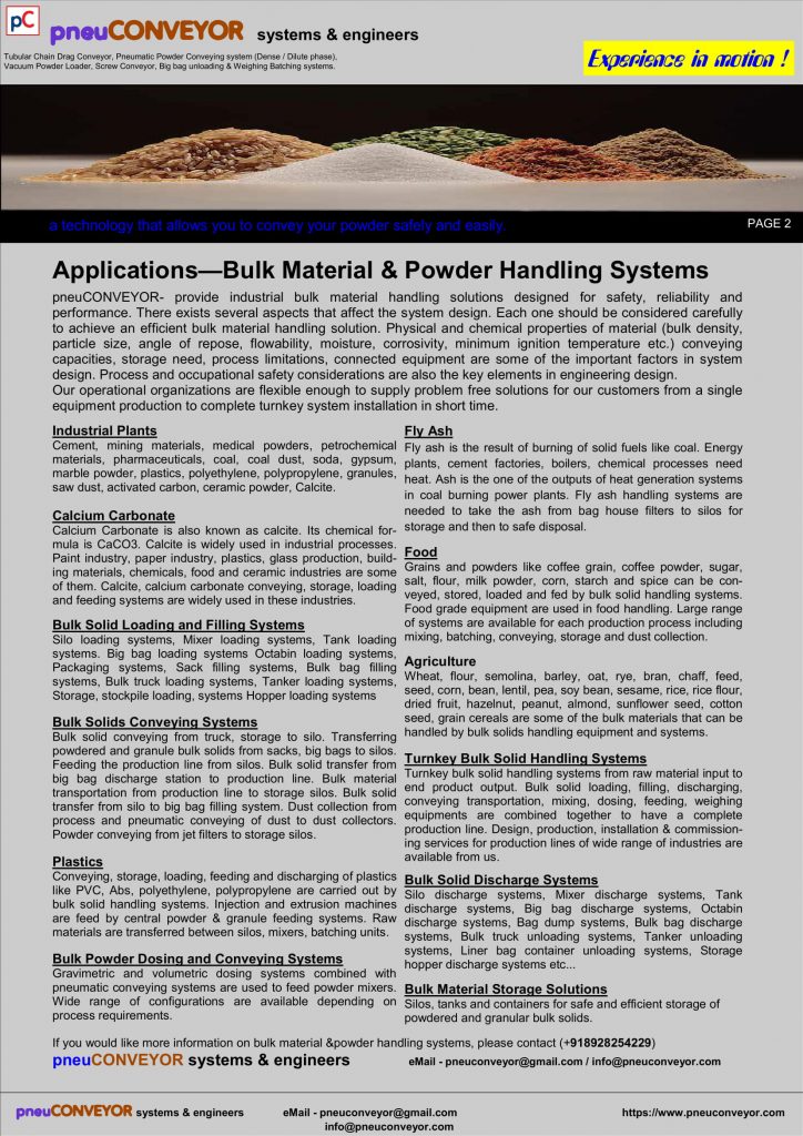 BULK MATERIAL & POWDER HANDLING SYSTEM - Pneuconveyor systems